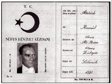 Mustafa Kemal Atatürk'ün nüfus cüzdanı